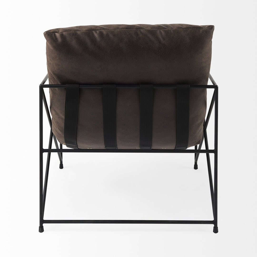 Black Faux Leather Contemporary Metal Chair Image 6