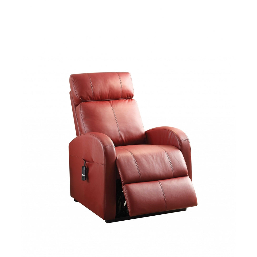 Faux Leather Power Motion Lift Recliner In Red Image 2