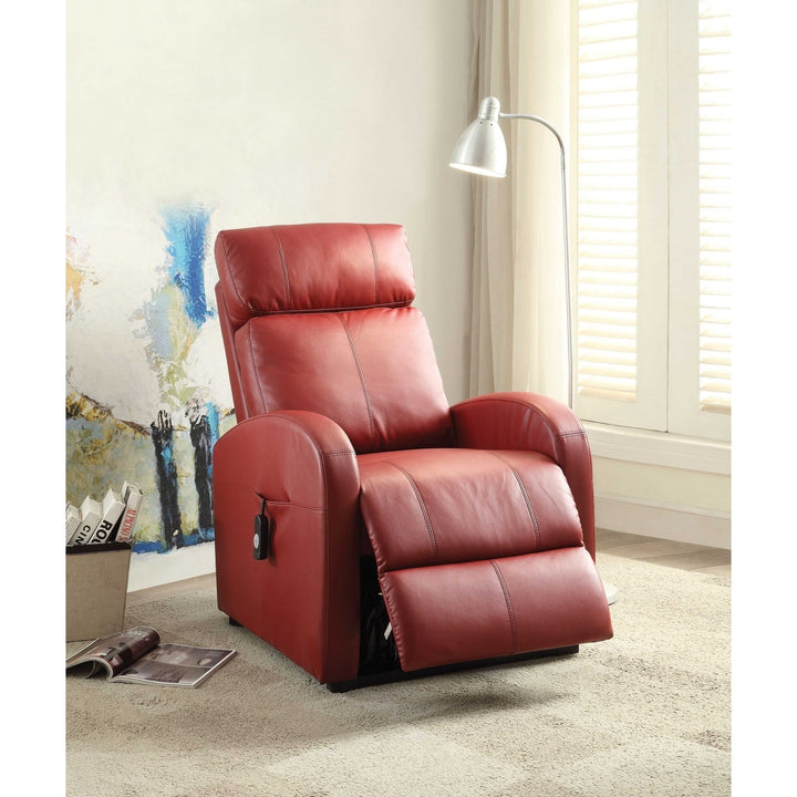 Faux Leather Power Motion Lift Recliner In Red Image 3