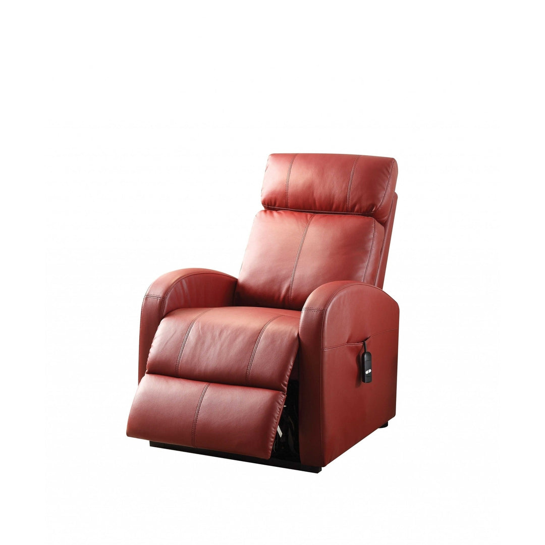 Faux Leather Power Motion Lift Recliner In Red Image 4