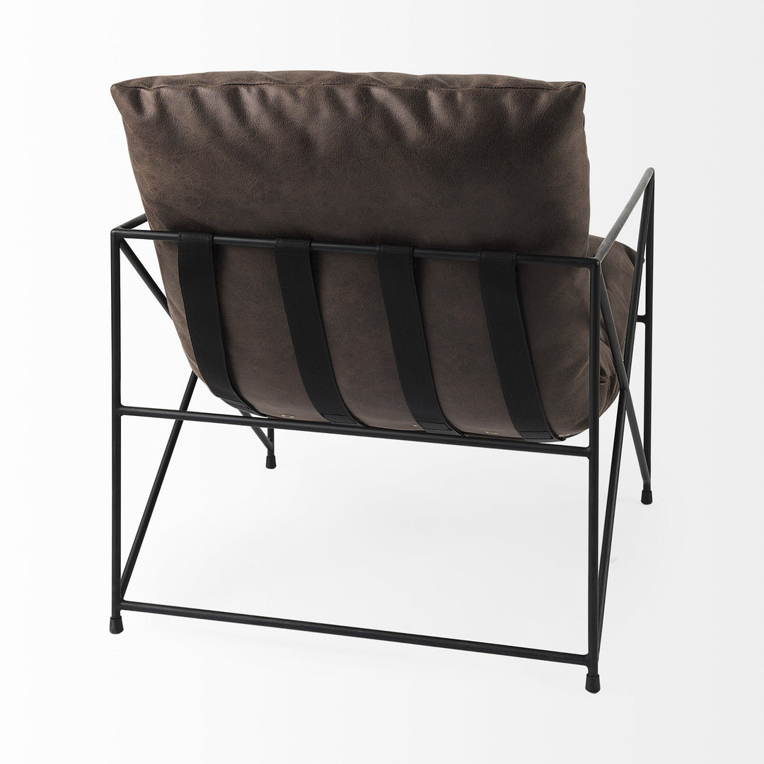 Black Faux Leather Contemporary Metal Chair Image 7