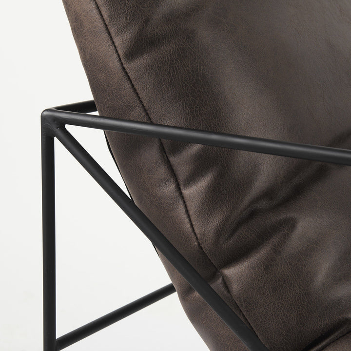 Black Faux Leather Contemporary Metal Chair Image 8