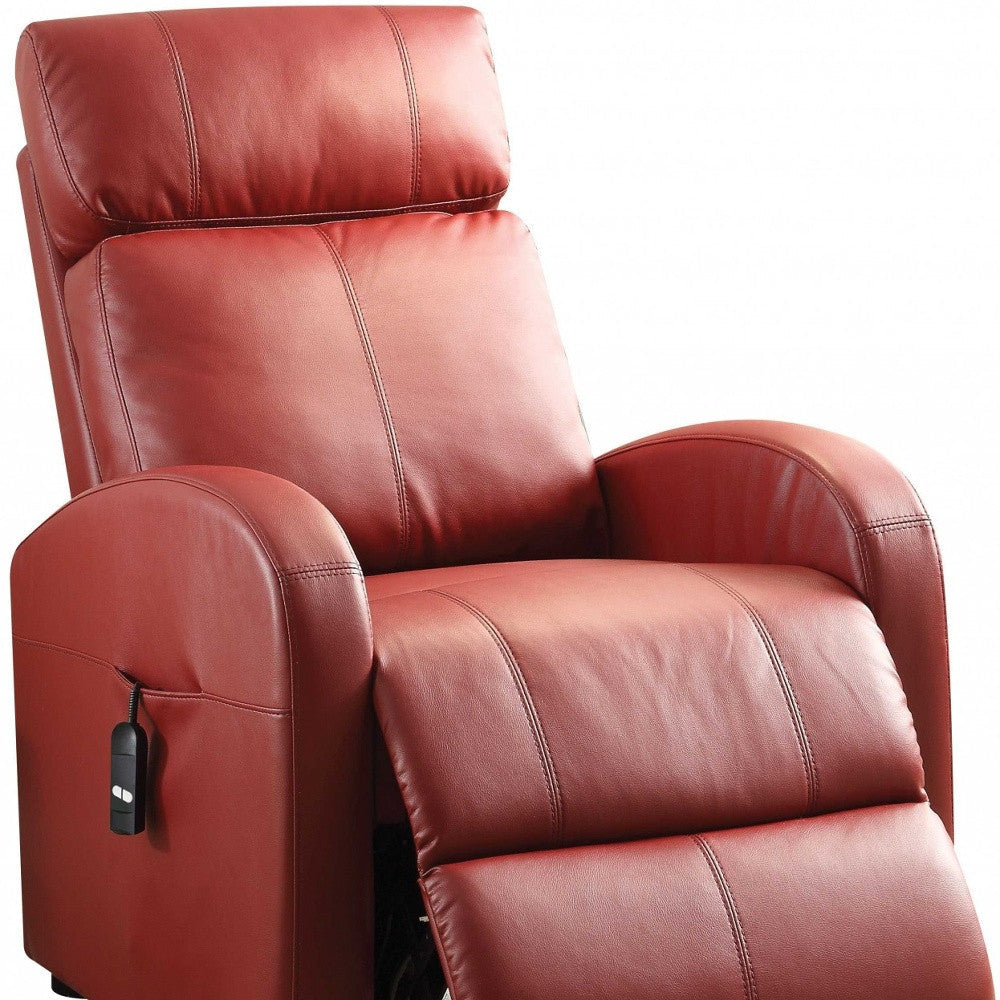 Faux Leather Power Motion Lift Recliner In Red Image 5