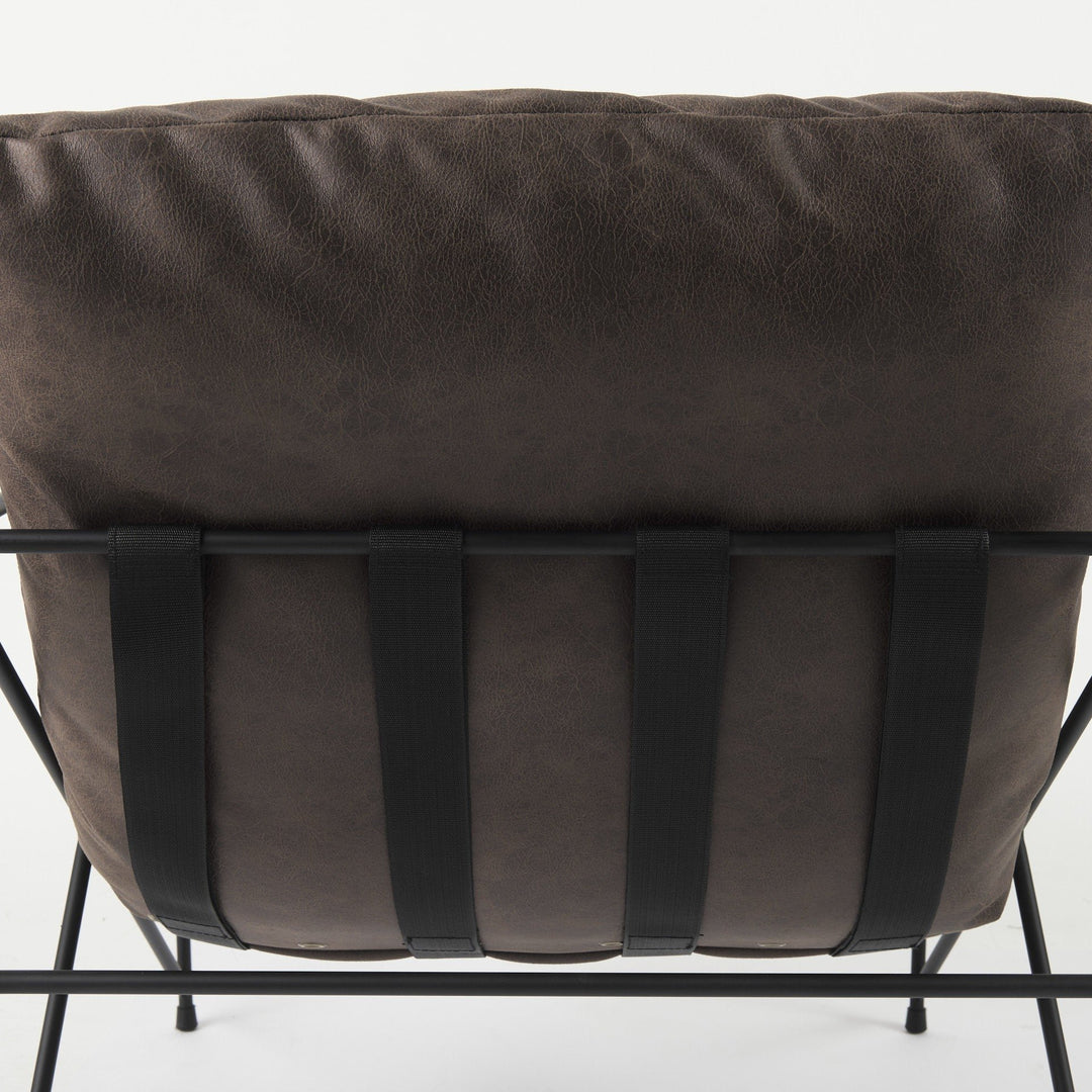 Black Faux Leather Contemporary Metal Chair Image 11