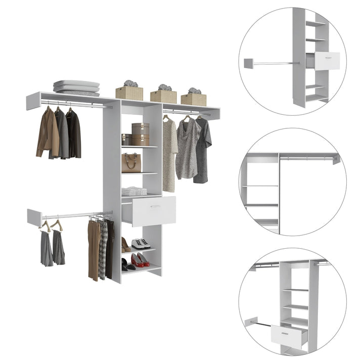 98" White Manufactured Wood Standard With Five Shelves And One Drawer Image 3