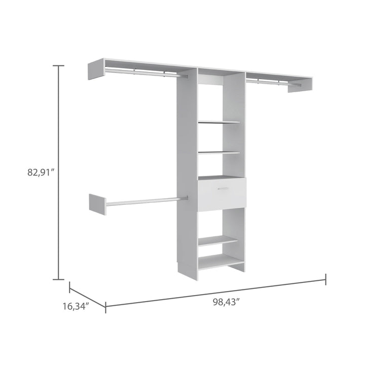 98" White Manufactured Wood Standard With Five Shelves And One Drawer Image 4