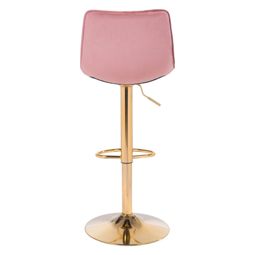 Adjustable Height Pink And Gold Steel Swivel Low Back Counter Height Bar Chair Image 5