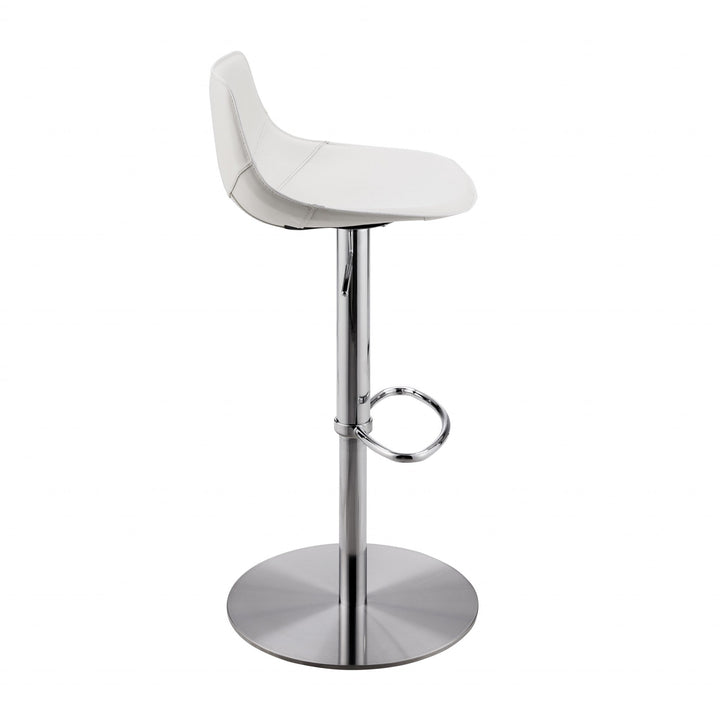 Adjustable Height White And Silver Steel Swivel Bar Height Bar Chair Image 3