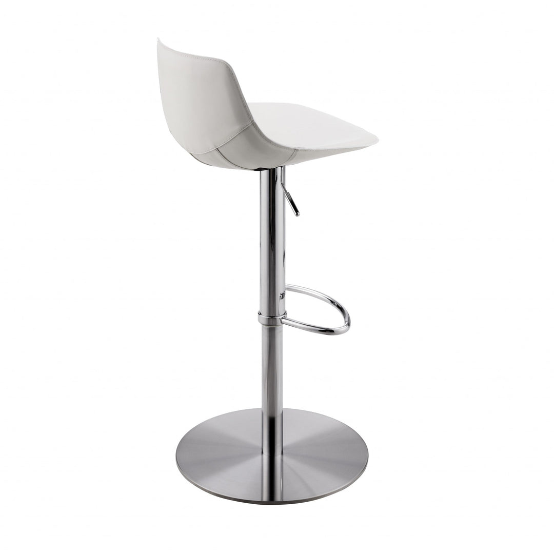 Adjustable Height White And Silver Steel Swivel Bar Height Bar Chair Image 4