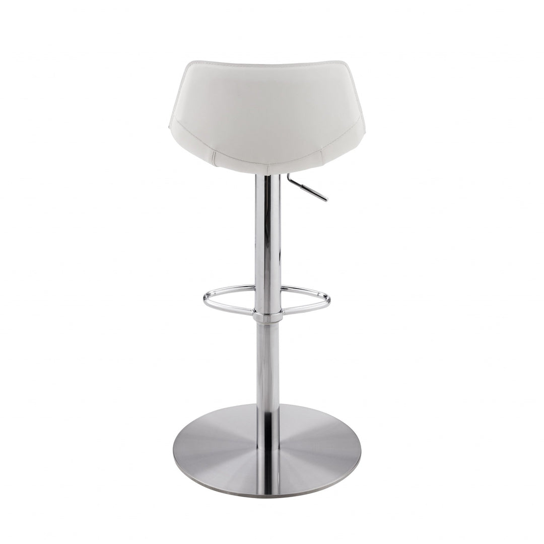 Adjustable Height White And Silver Steel Swivel Bar Height Bar Chair Image 5