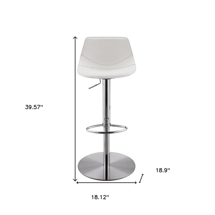 Adjustable Height White And Silver Steel Swivel Bar Height Bar Chair Image 6