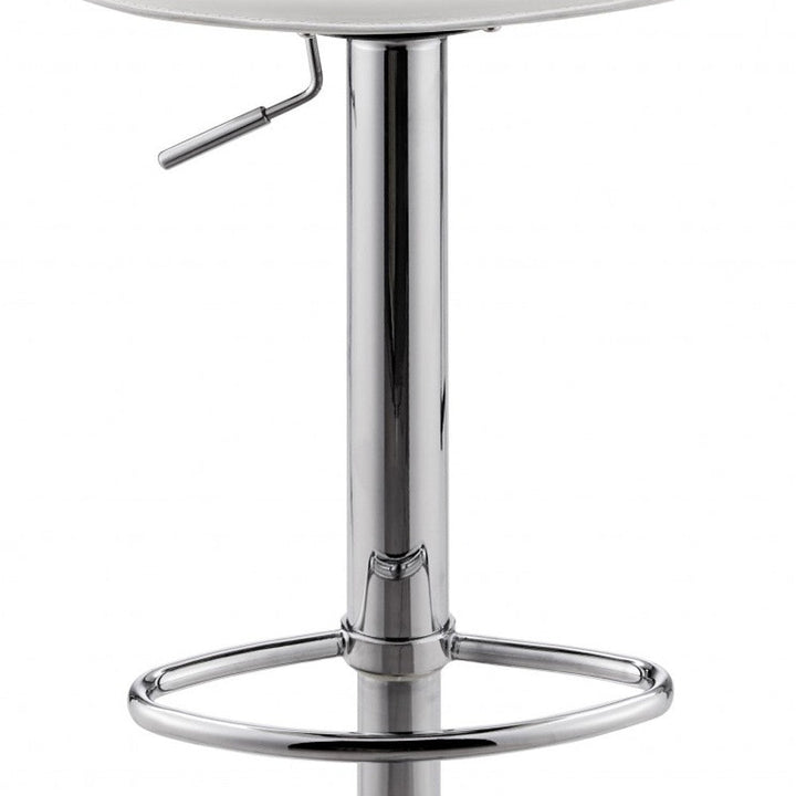 Adjustable Height White And Silver Steel Swivel Bar Height Bar Chair Image 7