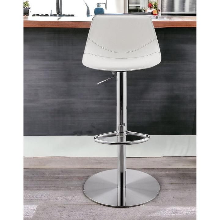 Adjustable Height White And Silver Steel Swivel Bar Height Bar Chair Image 8