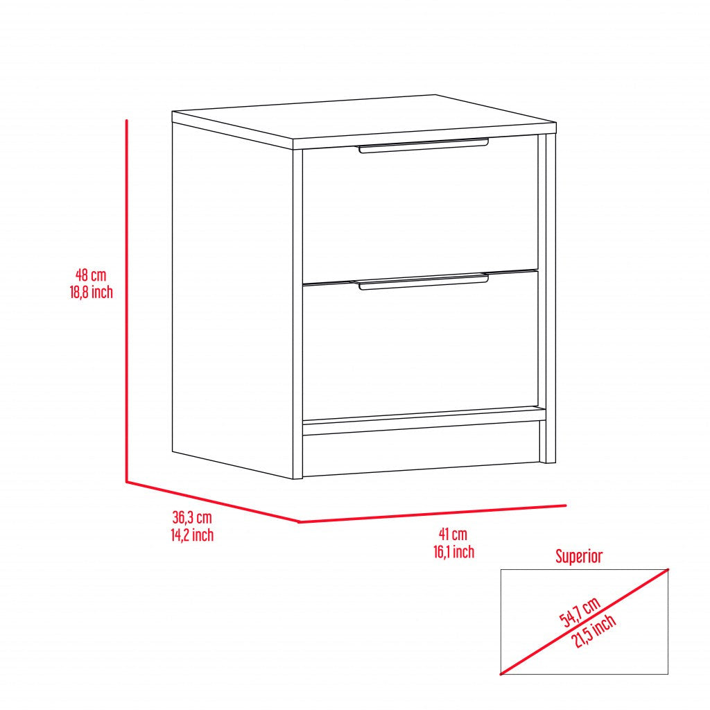 Black Open Compartment Two Drawer Nightstand Image 7