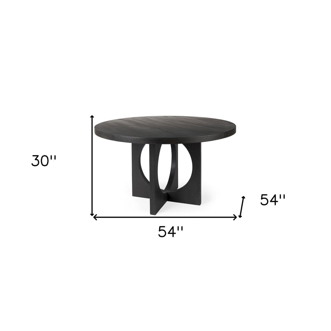 Black Wood Round Geometric Dining Image 10