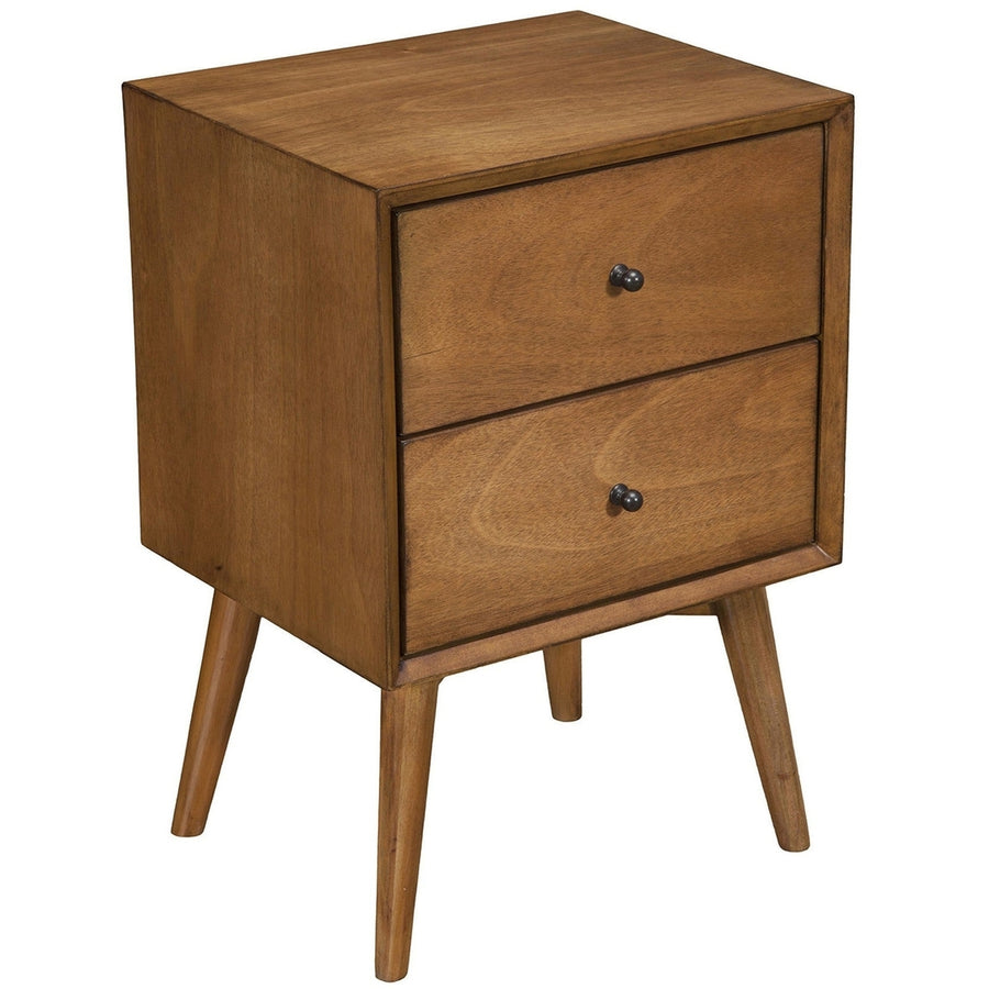 Brown Century Modern Wood 2 Drawer Nightstand Image 1