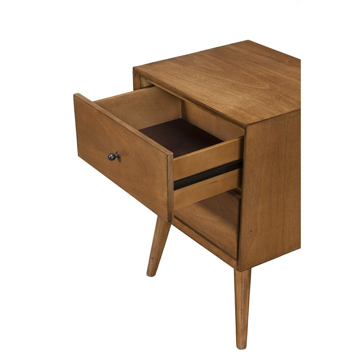 Brown Century Modern Wood 2 Drawer Nightstand Image 3