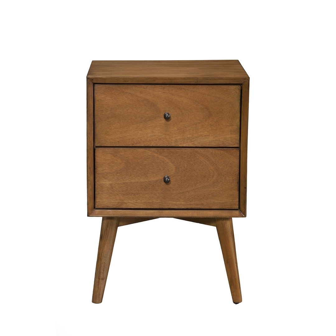 Brown Century Modern Wood 2 Drawer Nightstand Image 4