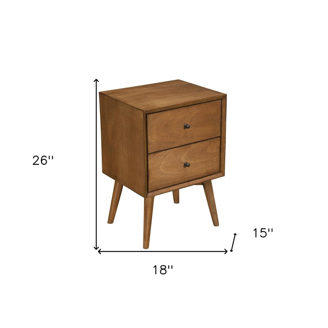 Brown Century Modern Wood 2 Drawer Nightstand Image 5