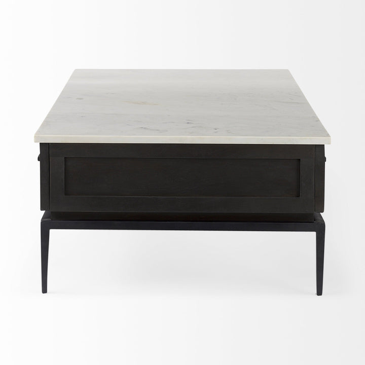 Dark Brown Wood And Marble Coffee Table Image 3