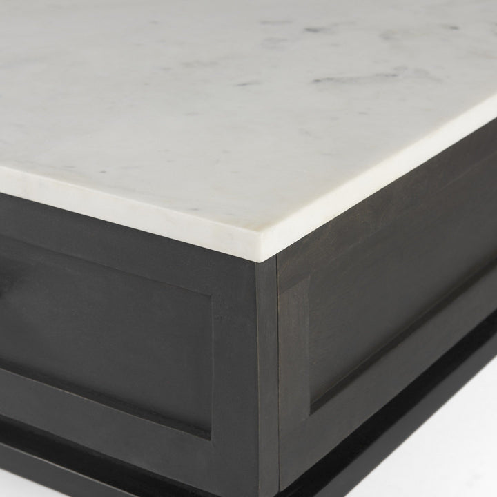 Dark Brown Wood And Marble Coffee Table Image 6