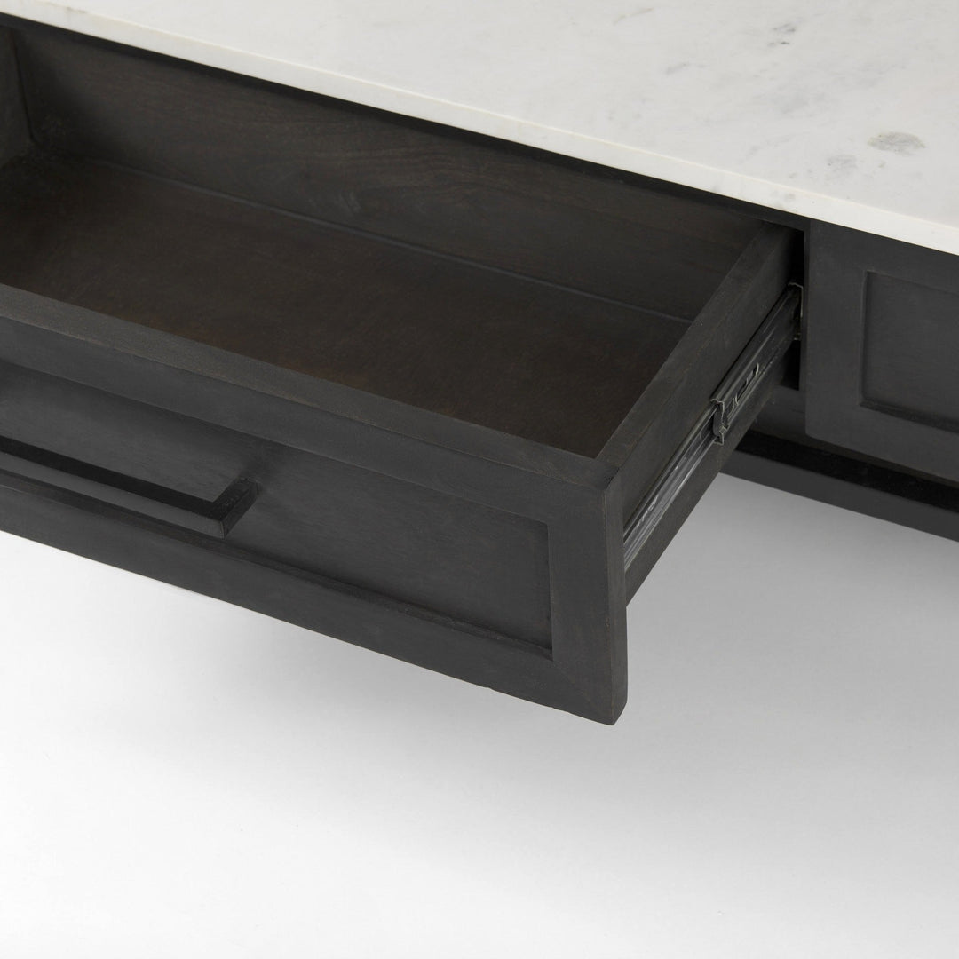 Dark Brown Wood And Marble Coffee Table Image 8