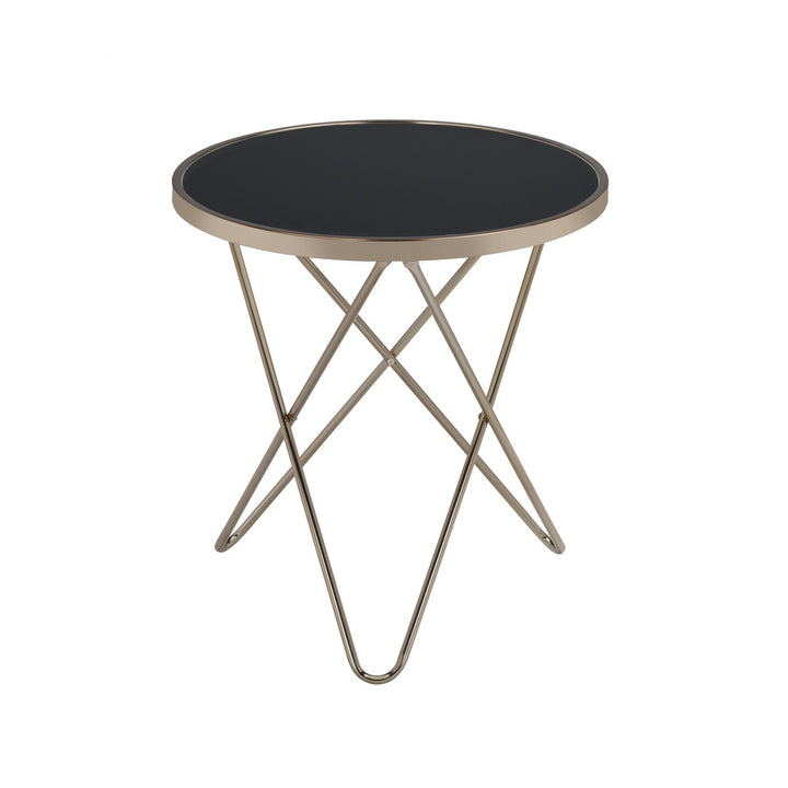 Mod Black Glass And Geo Gold End Table Image 7