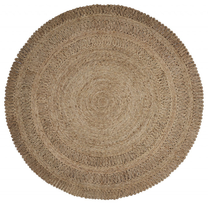 Gray Toned Braided Natural Jute Area Rug Image 1