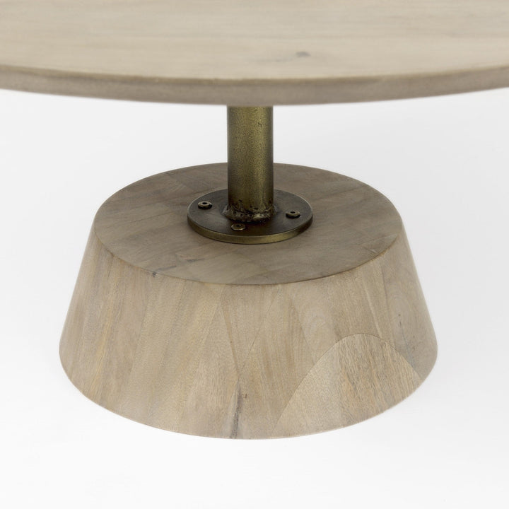 Light Brown Wooden Pedestal Coffee Table Image 6