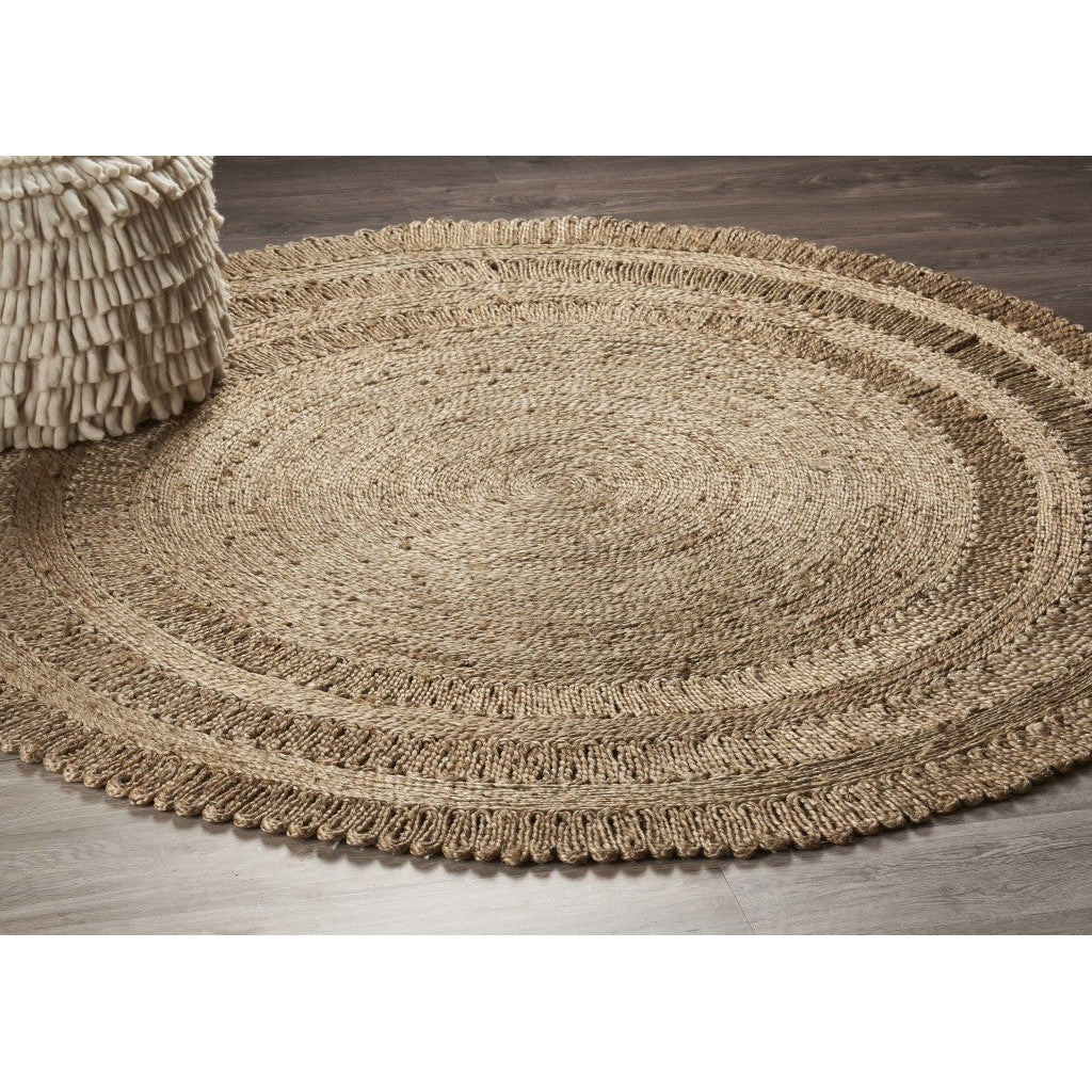 Gray Toned Braided Natural Jute Area Rug Image 10