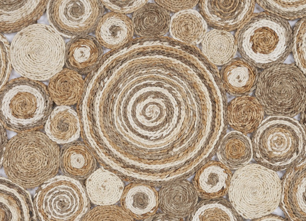 Multi-Toned Intricate Circle Natural Jute Area Rug Image 5