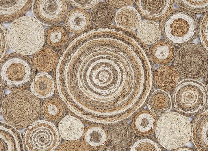 Multi-Toned Intricate Circle Natural Jute Area Rug Image 5