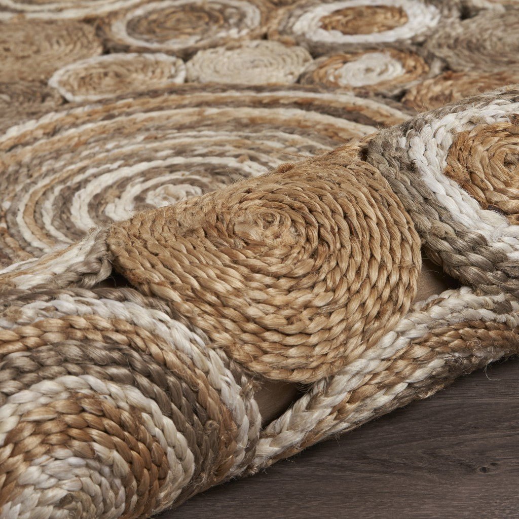 Multi-Toned Intricate Circle Natural Jute Area Rug Image 8