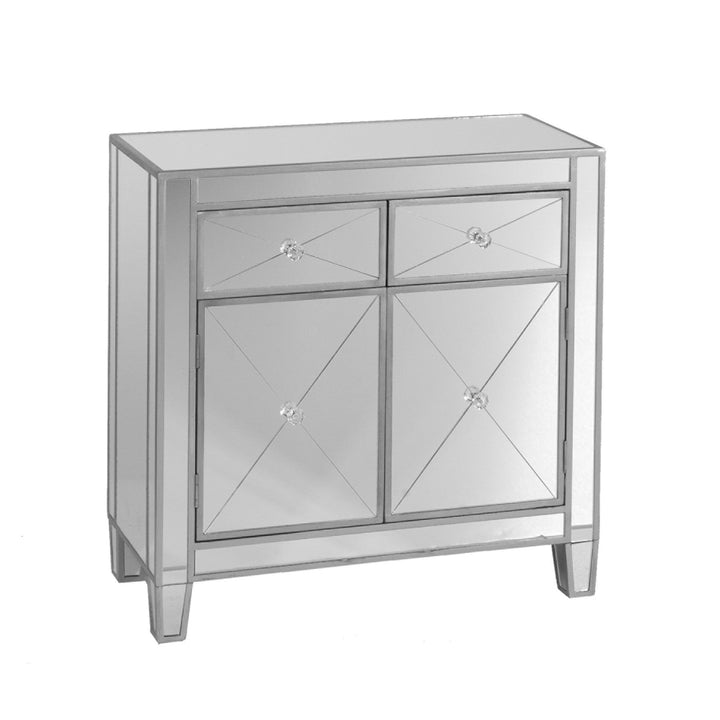 Glamorous Mirrored Bling Two Door Storage Accent Cabinet Image 4