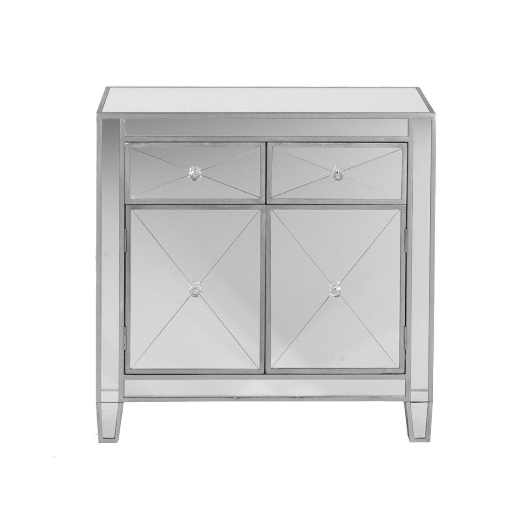 Glamorous Mirrored Bling Two Door Storage Accent Cabinet Image 5