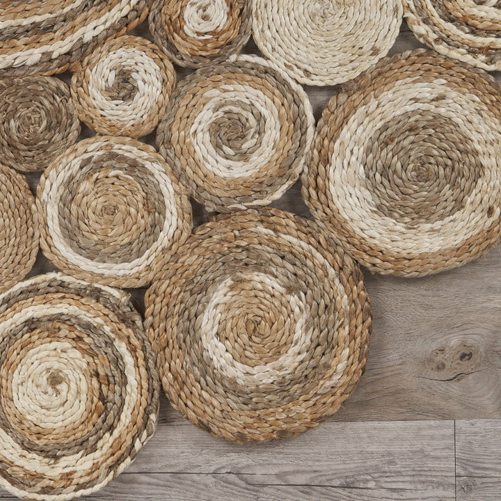 Multi-Toned Intricate Circle Natural Jute Area Rug Image 9