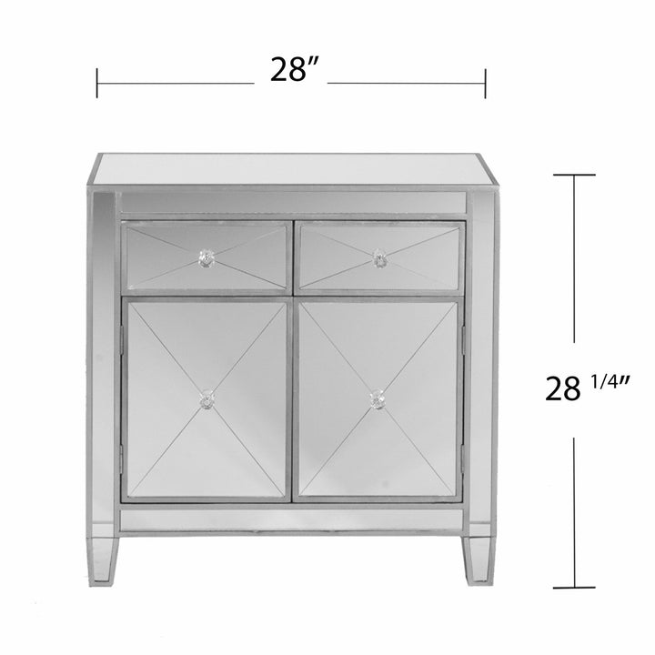 Glamorous Mirrored Bling Two Door Storage Accent Cabinet Image 8