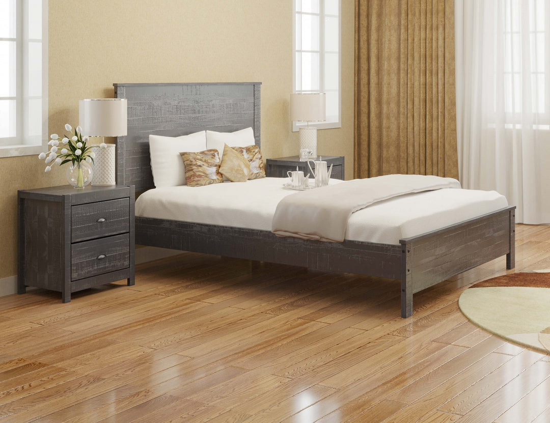 Grey Solid Wood Full Double Bed Frame Image 2