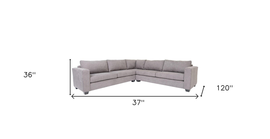 Gray Polyester Blend L Shaped Three Piece Corner Sectional Image 3