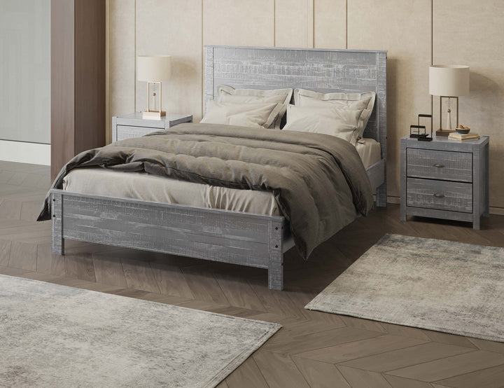 Grey Solid Wood Full Double Bed Frame Image 3