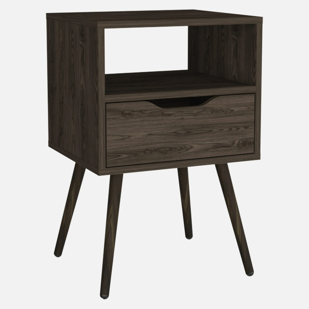 Modern Dark Walnut Bedroom Nightstand Image 2