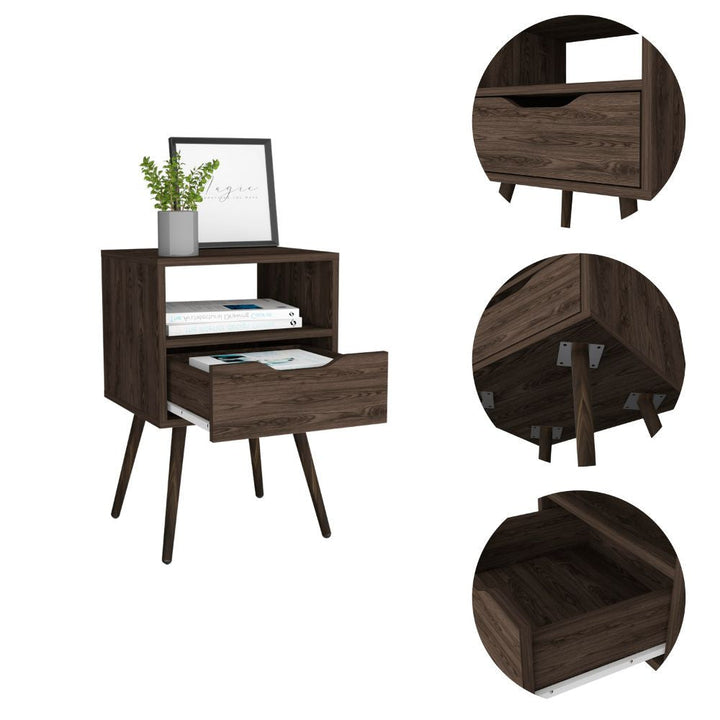 Modern Dark Walnut Bedroom Nightstand Image 3