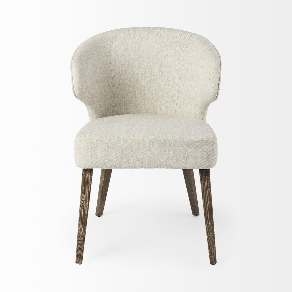 Ivory and Brown Mid Century Wingback Dining Chair Image 2