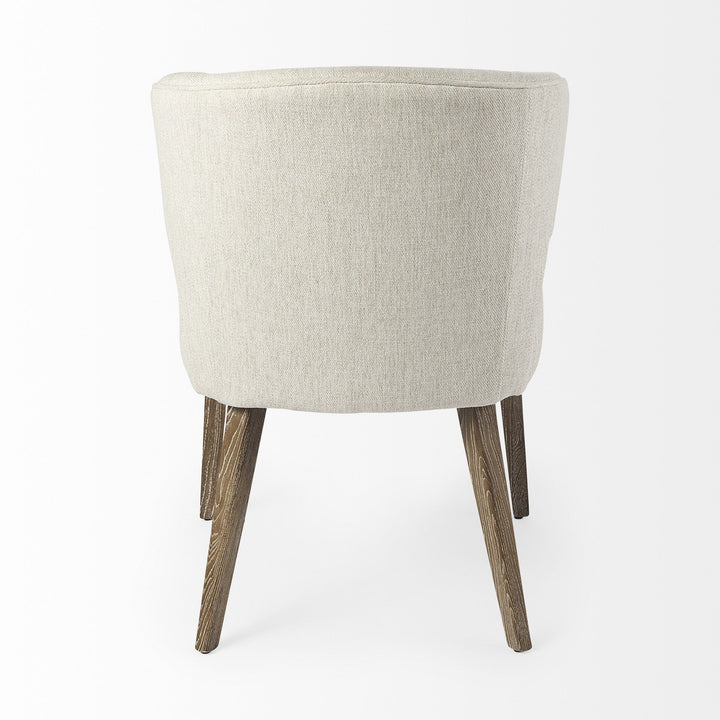 Ivory and Brown Mid Century Wingback Dining Chair Image 4