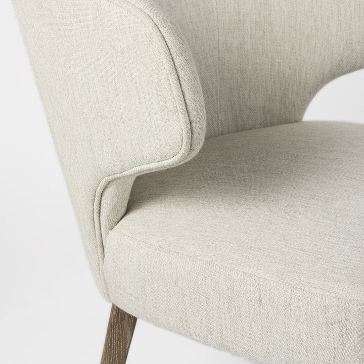 Ivory and Brown Mid Century Wingback Dining Chair Image 7