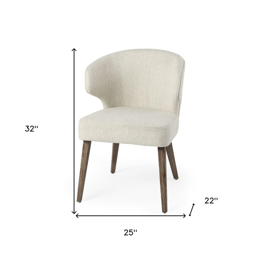 Ivory and Brown Mid Century Wingback Dining Chair Image 10