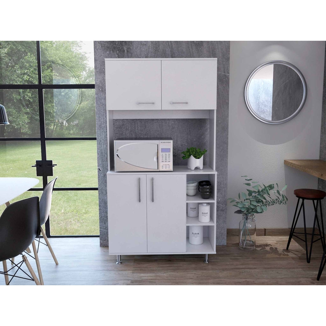 Modern White Kitchen Cabinet with Two Storage Shelves Image 1