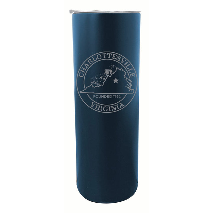 Charlottesville Virginia Souvenir 20 oz Engraved Insulated Stainless Steel Skinny Tumbler Image 1