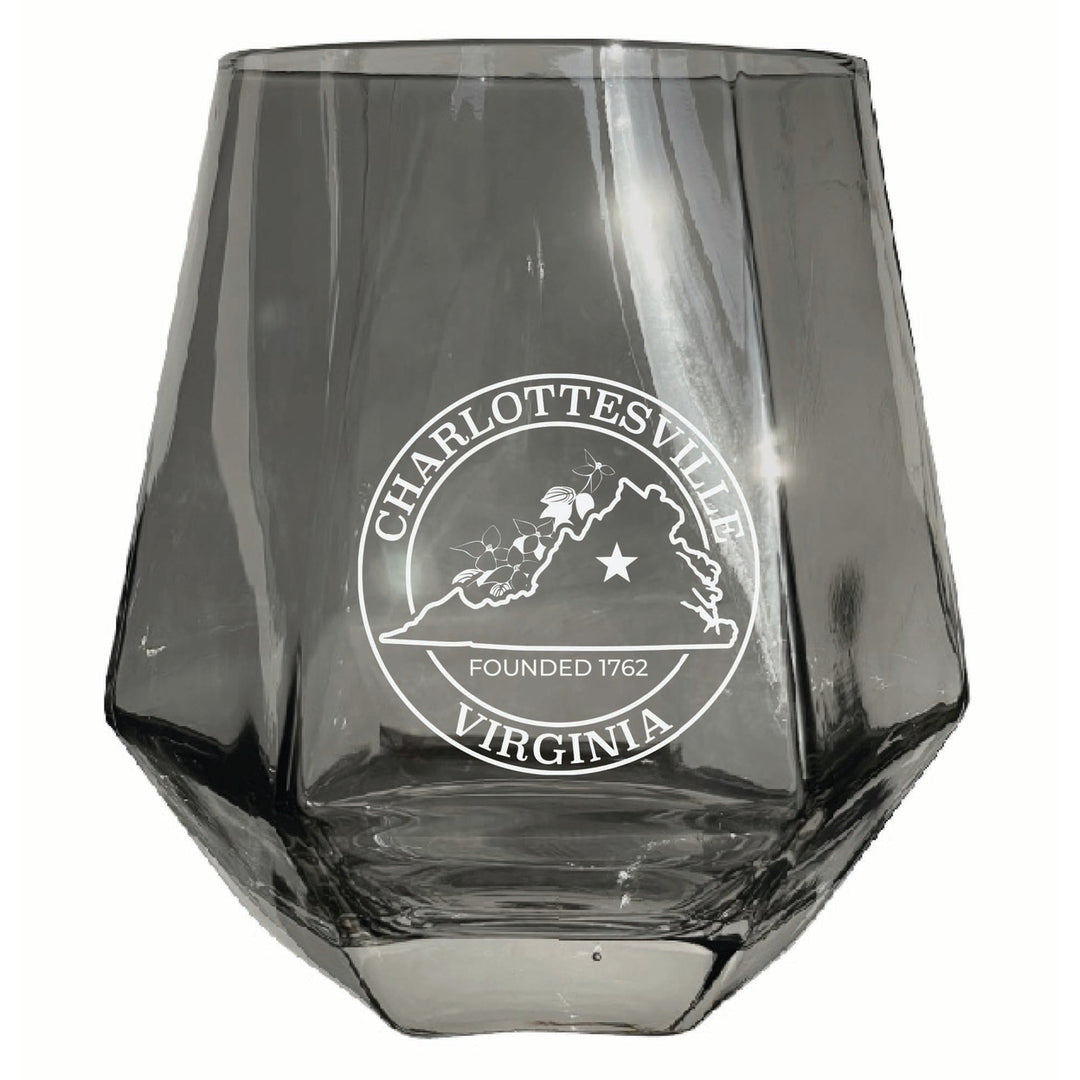 Charlottesville Virginia Souvenir Stemless Diamond Wine Glass Engraved 15 oz Image 1