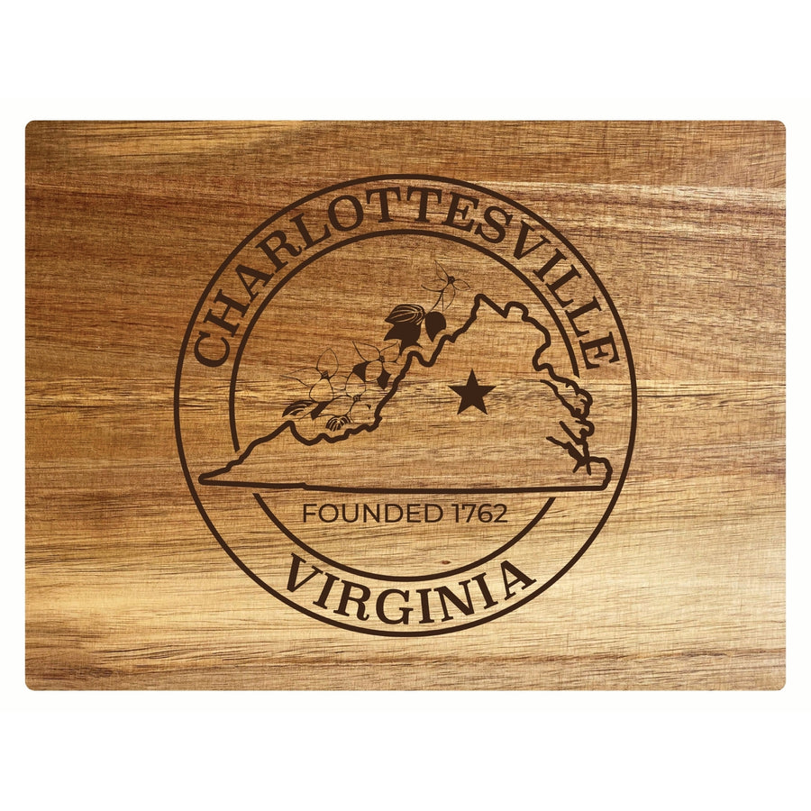 Charlottesville Virginia Souvenir Wooden Cutting Board 8 x 6 Image 1